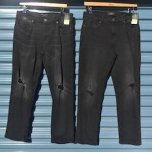 "Ripped" Slim Fit Jeans . Size: 32 x 32 . (2) Pair Bundle . Black